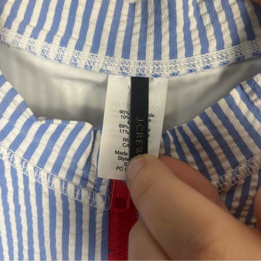 J. Crew blue and white striped rash guard one piece swimsuit size 8 - Picture 3 of 6